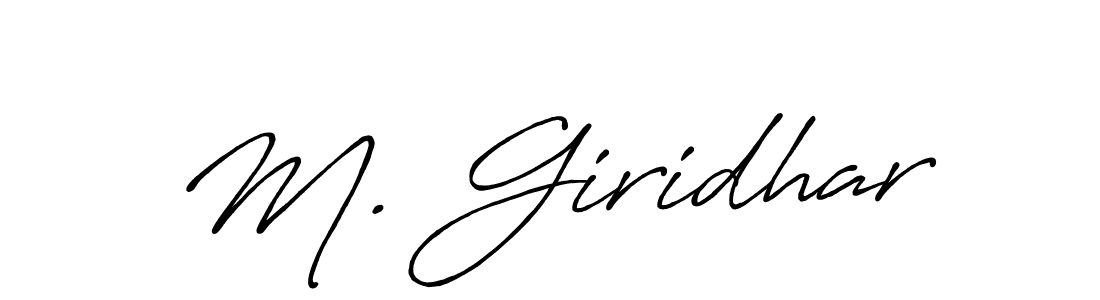 The best way (Antro_Vectra_Bolder) to make a short signature is to pick only two or three words in your name. The name M. Giridhar include a total of six letters. For converting this name. M. Giridhar signature style 7 images and pictures png