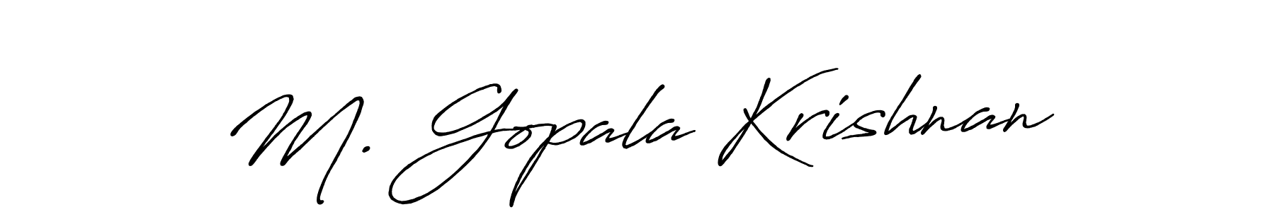 The best way (Antro_Vectra_Bolder) to make a short signature is to pick only two or three words in your name. The name M. Gopala Krishnan include a total of six letters. For converting this name. M. Gopala Krishnan signature style 7 images and pictures png