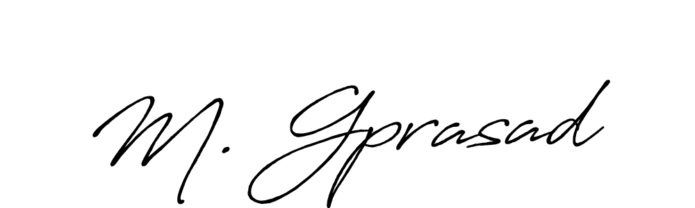 The best way (Antro_Vectra_Bolder) to make a short signature is to pick only two or three words in your name. The name M. Gprasad include a total of six letters. For converting this name. M. Gprasad signature style 7 images and pictures png