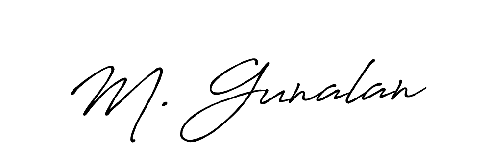 The best way (Antro_Vectra_Bolder) to make a short signature is to pick only two or three words in your name. The name M. Gunalan include a total of six letters. For converting this name. M. Gunalan signature style 7 images and pictures png