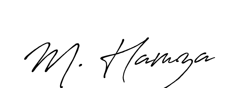 The best way (Antro_Vectra_Bolder) to make a short signature is to pick only two or three words in your name. The name M. Hamza include a total of six letters. For converting this name. M. Hamza signature style 7 images and pictures png