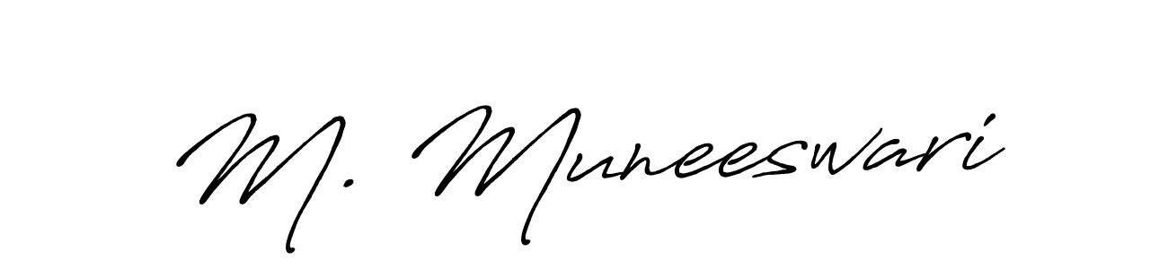 if you are searching for the best signature style for your name M. Muneeswari. so please give up your signature search. here we have designed multiple signature styles  using Antro_Vectra_Bolder. M. Muneeswari signature style 7 images and pictures png