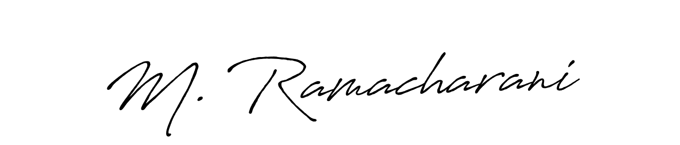 if you are searching for the best signature style for your name M. Ramacharani. so please give up your signature search. here we have designed multiple signature styles  using Antro_Vectra_Bolder. M. Ramacharani signature style 7 images and pictures png