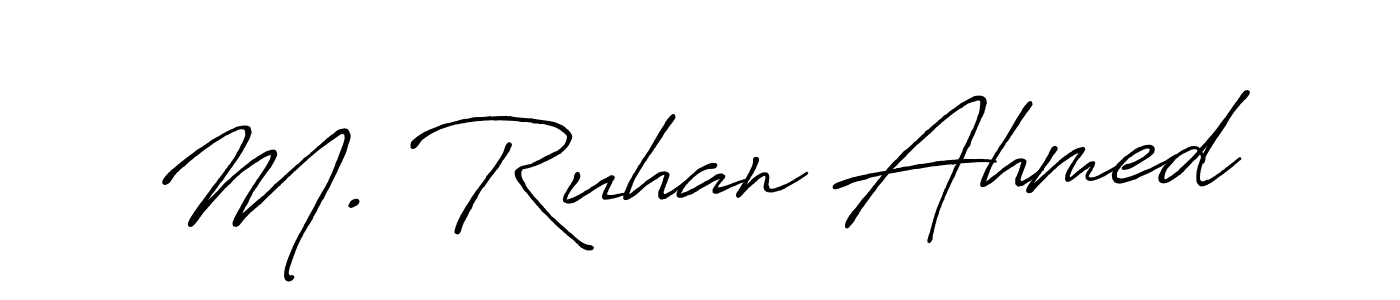 This is the best signature style for the M. Ruhan Ahmed name. Also you like these signature font (Antro_Vectra_Bolder). Mix name signature. M. Ruhan Ahmed signature style 7 images and pictures png