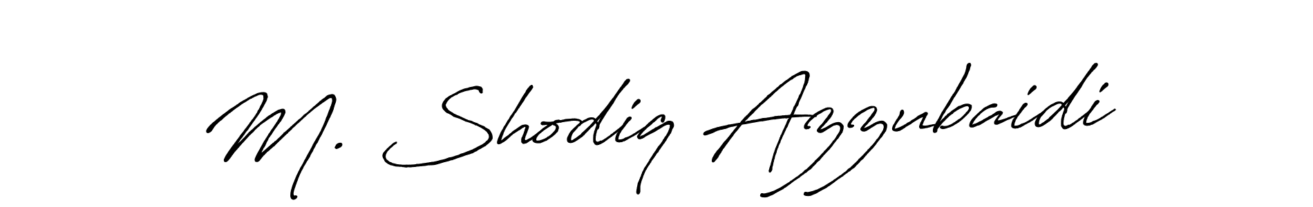 This is the best signature style for the M. Shodiq Azzubaidi name. Also you like these signature font (Antro_Vectra_Bolder). Mix name signature. M. Shodiq Azzubaidi signature style 7 images and pictures png