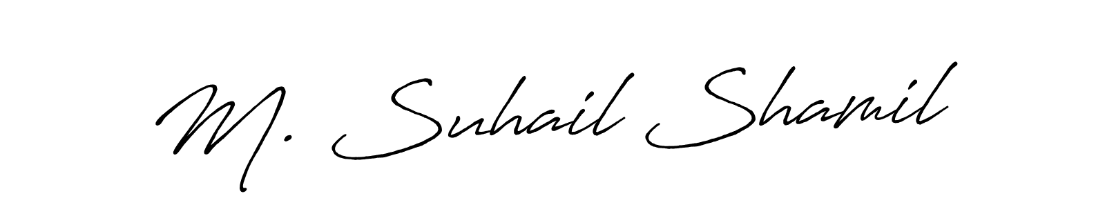You should practise on your own different ways (Antro_Vectra_Bolder) to write your name (M. Suhail Shamil) in signature. don't let someone else do it for you. M. Suhail Shamil signature style 7 images and pictures png