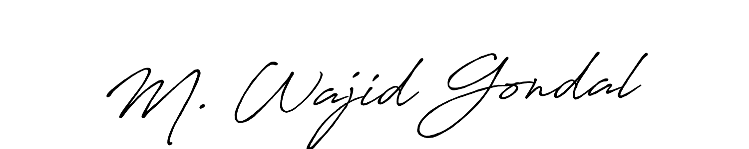Antro_Vectra_Bolder is a professional signature style that is perfect for those who want to add a touch of class to their signature. It is also a great choice for those who want to make their signature more unique. Get M. Wajid Gondal name to fancy signature for free. M. Wajid Gondal signature style 7 images and pictures png