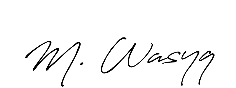 The best way (Antro_Vectra_Bolder) to make a short signature is to pick only two or three words in your name. The name M. Wasyq include a total of six letters. For converting this name. M. Wasyq signature style 7 images and pictures png