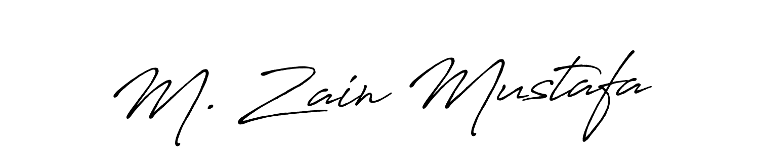 The best way (Antro_Vectra_Bolder) to make a short signature is to pick only two or three words in your name. The name M. Zain Mustafa include a total of six letters. For converting this name. M. Zain Mustafa signature style 7 images and pictures png