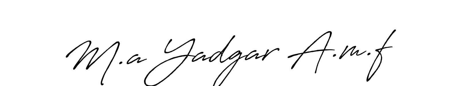 The best way (Antro_Vectra_Bolder) to make a short signature is to pick only two or three words in your name. The name M.a Yadgar A.m.f include a total of six letters. For converting this name. M.a Yadgar A.m.f signature style 7 images and pictures png