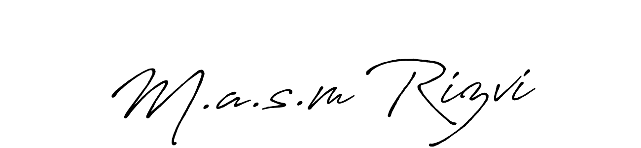 How to make M.a.s.m Rizvi name signature. Use Antro_Vectra_Bolder style for creating short signs online. This is the latest handwritten sign. M.a.s.m Rizvi signature style 7 images and pictures png