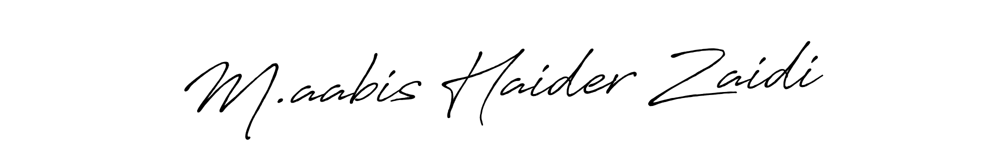 The best way (Antro_Vectra_Bolder) to make a short signature is to pick only two or three words in your name. The name M.aabis Haider Zaidi include a total of six letters. For converting this name. M.aabis Haider Zaidi signature style 7 images and pictures png