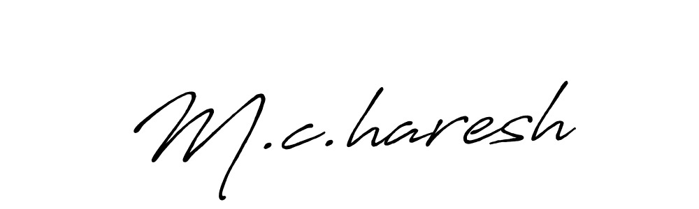 The best way (Antro_Vectra_Bolder) to make a short signature is to pick only two or three words in your name. The name M.c.haresh include a total of six letters. For converting this name. M.c.haresh signature style 7 images and pictures png