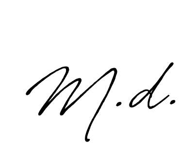 if you are searching for the best signature style for your name M.d.. so please give up your signature search. here we have designed multiple signature styles  using Antro_Vectra_Bolder. M.d. signature style 7 images and pictures png