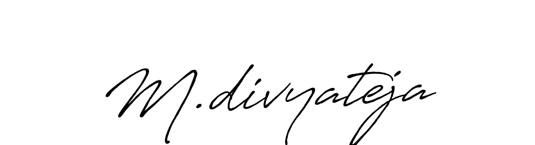 How to make M.divyateja name signature. Use Antro_Vectra_Bolder style for creating short signs online. This is the latest handwritten sign. M.divyateja signature style 7 images and pictures png