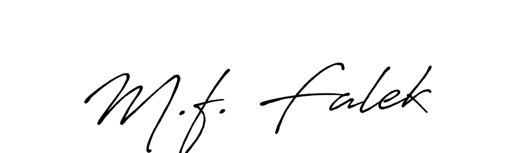 Make a beautiful signature design for name M.f. Falek. With this signature (Antro_Vectra_Bolder) style, you can create a handwritten signature for free. M.f. Falek signature style 7 images and pictures png