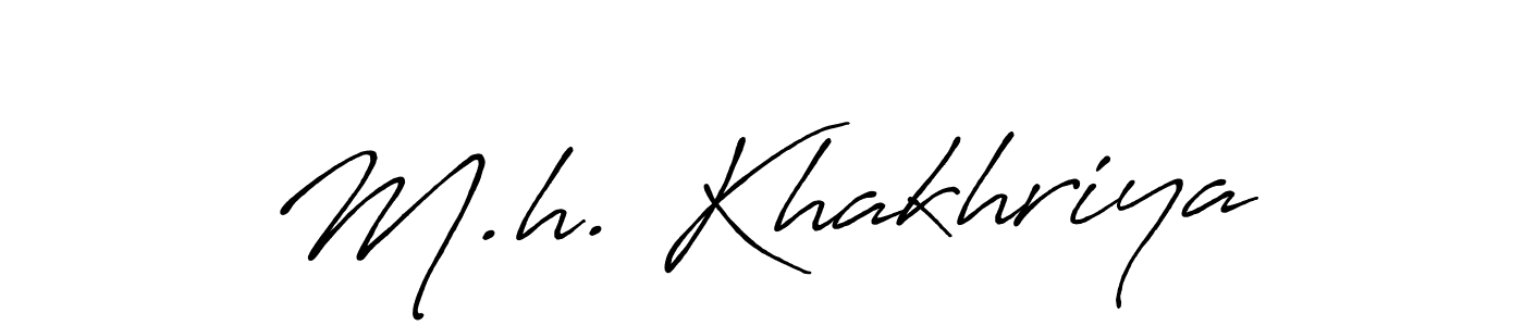 The best way (Antro_Vectra_Bolder) to make a short signature is to pick only two or three words in your name. The name M.h. Khakhriya include a total of six letters. For converting this name. M.h. Khakhriya signature style 7 images and pictures png