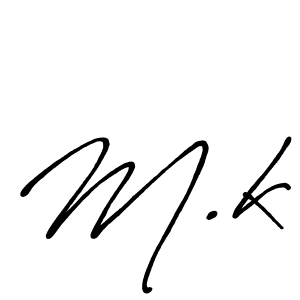 Make a beautiful signature design for name M.k. With this signature (Antro_Vectra_Bolder) style, you can create a handwritten signature for free. M.k signature style 7 images and pictures png