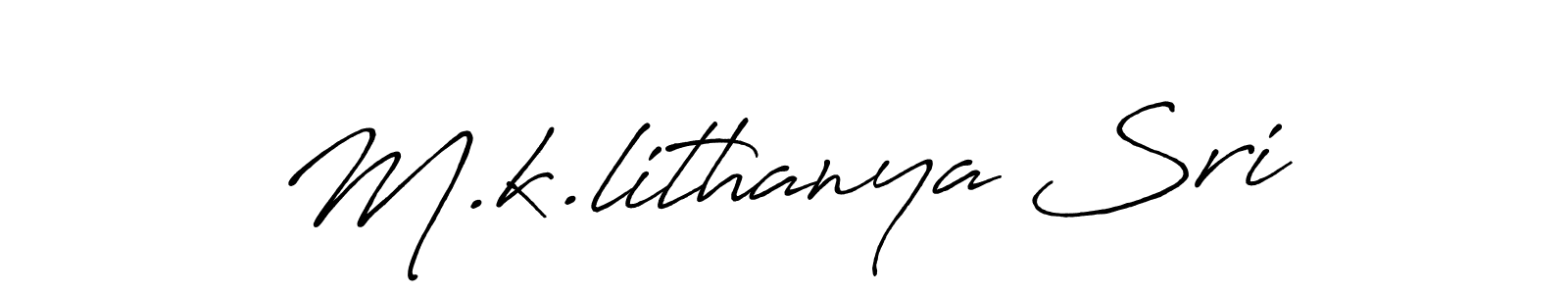 Use a signature maker to create a handwritten signature online. With this signature software, you can design (Antro_Vectra_Bolder) your own signature for name M.k.lithanya Sri. M.k.lithanya Sri signature style 7 images and pictures png