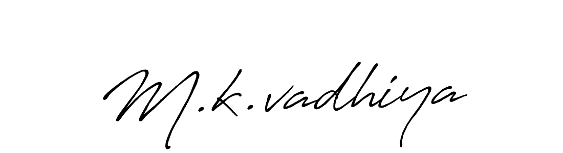 The best way (Antro_Vectra_Bolder) to make a short signature is to pick only two or three words in your name. The name M.k.vadhiya include a total of six letters. For converting this name. M.k.vadhiya signature style 7 images and pictures png