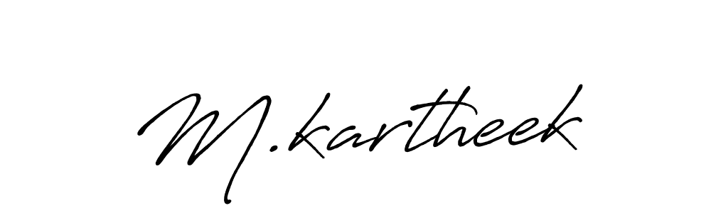 The best way (Antro_Vectra_Bolder) to make a short signature is to pick only two or three words in your name. The name M.kartheek include a total of six letters. For converting this name. M.kartheek signature style 7 images and pictures png