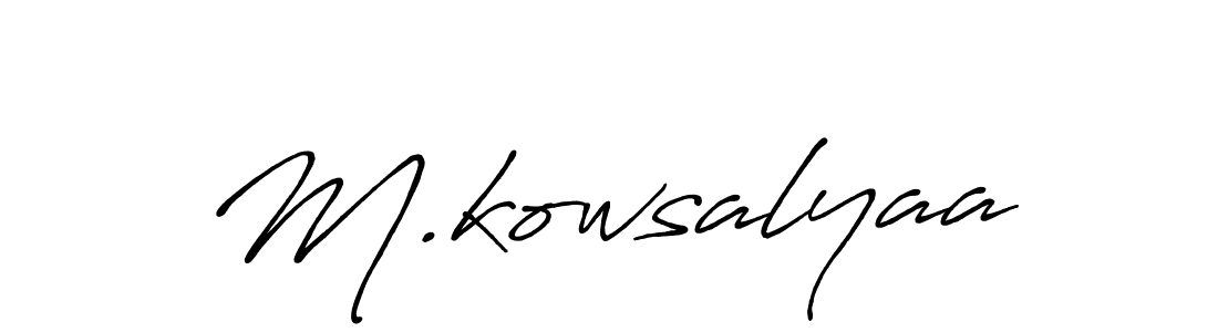 You should practise on your own different ways (Antro_Vectra_Bolder) to write your name (M.kowsalyaa) in signature. don't let someone else do it for you. M.kowsalyaa signature style 7 images and pictures png