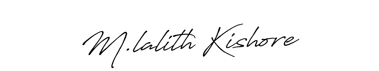 How to make M.lalith Kishore name signature. Use Antro_Vectra_Bolder style for creating short signs online. This is the latest handwritten sign. M.lalith Kishore signature style 7 images and pictures png