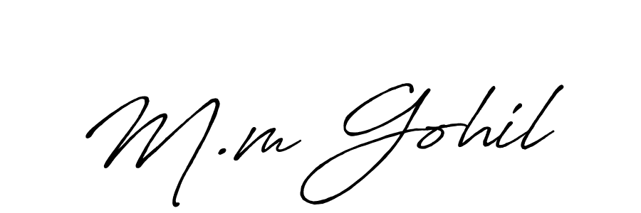 Design your own signature with our free online signature maker. With this signature software, you can create a handwritten (Antro_Vectra_Bolder) signature for name M.m Gohil. M.m Gohil signature style 7 images and pictures png