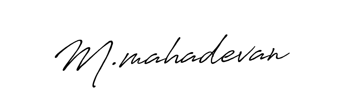 The best way (Antro_Vectra_Bolder) to make a short signature is to pick only two or three words in your name. The name M.mahadevan include a total of six letters. For converting this name. M.mahadevan signature style 7 images and pictures png