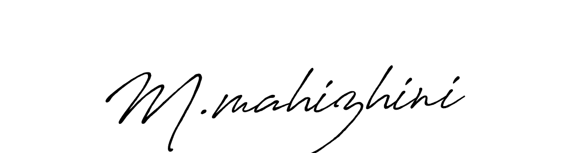 Use a signature maker to create a handwritten signature online. With this signature software, you can design (Antro_Vectra_Bolder) your own signature for name M.mahizhini. M.mahizhini signature style 7 images and pictures png