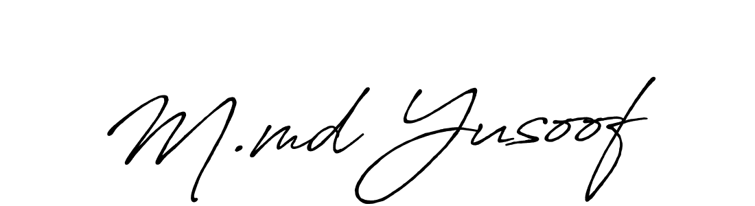 Create a beautiful signature design for name M.md Yusoof. With this signature (Antro_Vectra_Bolder) fonts, you can make a handwritten signature for free. M.md Yusoof signature style 7 images and pictures png