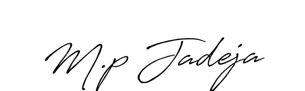 How to make M.p Jadeja signature? Antro_Vectra_Bolder is a professional autograph style. Create handwritten signature for M.p Jadeja name. M.p Jadeja signature style 7 images and pictures png