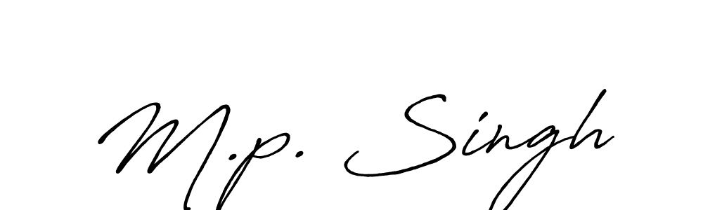 How to make M.p. Singh name signature. Use Antro_Vectra_Bolder style for creating short signs online. This is the latest handwritten sign. M.p. Singh signature style 7 images and pictures png