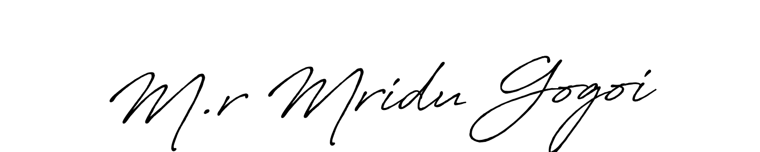 How to make M.r Mridu Gogoi name signature. Use Antro_Vectra_Bolder style for creating short signs online. This is the latest handwritten sign. M.r Mridu Gogoi signature style 7 images and pictures png