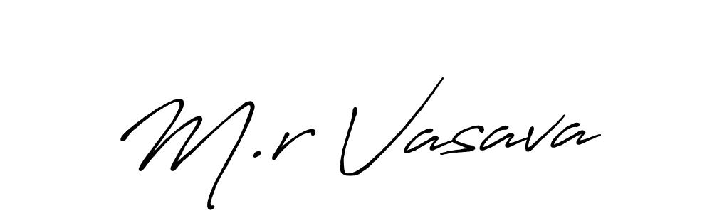 Create a beautiful signature design for name M.r Vasava. With this signature (Antro_Vectra_Bolder) fonts, you can make a handwritten signature for free. M.r Vasava signature style 7 images and pictures png