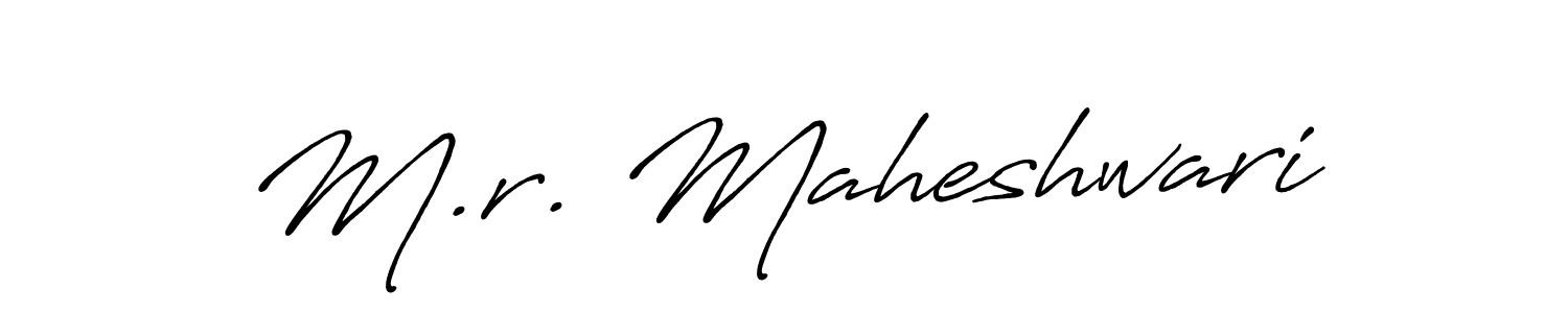 Make a beautiful signature design for name M.r. Maheshwari. With this signature (Antro_Vectra_Bolder) style, you can create a handwritten signature for free. M.r. Maheshwari signature style 7 images and pictures png