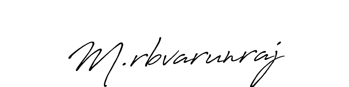 You should practise on your own different ways (Antro_Vectra_Bolder) to write your name (M.rbvarunraj) in signature. don't let someone else do it for you. M.rbvarunraj signature style 7 images and pictures png