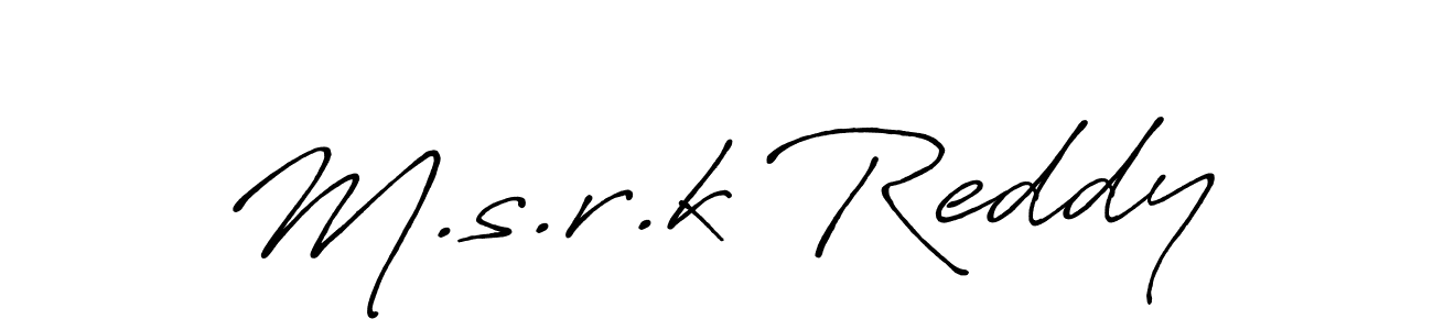 How to make M.s.r.k Reddy name signature. Use Antro_Vectra_Bolder style for creating short signs online. This is the latest handwritten sign. M.s.r.k Reddy signature style 7 images and pictures png