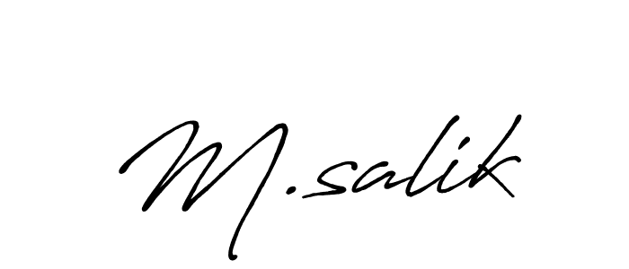 The best way (Antro_Vectra_Bolder) to make a short signature is to pick only two or three words in your name. The name M.salik include a total of six letters. For converting this name. M.salik signature style 7 images and pictures png