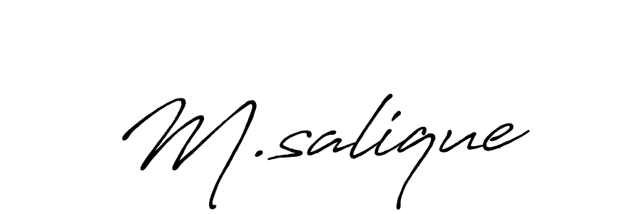 You should practise on your own different ways (Antro_Vectra_Bolder) to write your name (M.salique) in signature. don't let someone else do it for you. M.salique signature style 7 images and pictures png