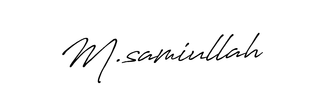 if you are searching for the best signature style for your name M.samiullah. so please give up your signature search. here we have designed multiple signature styles  using Antro_Vectra_Bolder. M.samiullah signature style 7 images and pictures png