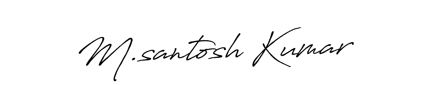 The best way (Antro_Vectra_Bolder) to make a short signature is to pick only two or three words in your name. The name M.santosh Kumar include a total of six letters. For converting this name. M.santosh Kumar signature style 7 images and pictures png