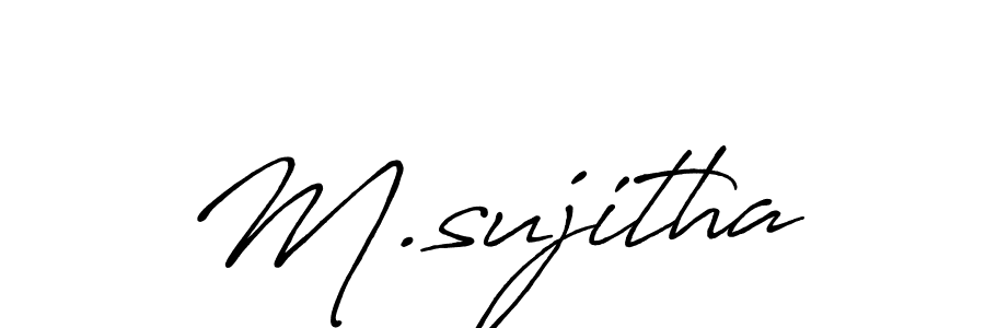 if you are searching for the best signature style for your name M.sujitha. so please give up your signature search. here we have designed multiple signature styles  using Antro_Vectra_Bolder. M.sujitha signature style 7 images and pictures png