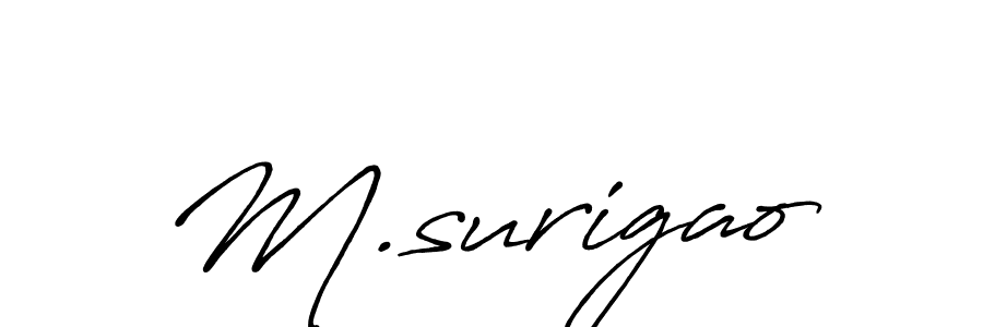 Create a beautiful signature design for name M.surigao. With this signature (Antro_Vectra_Bolder) fonts, you can make a handwritten signature for free. M.surigao signature style 7 images and pictures png