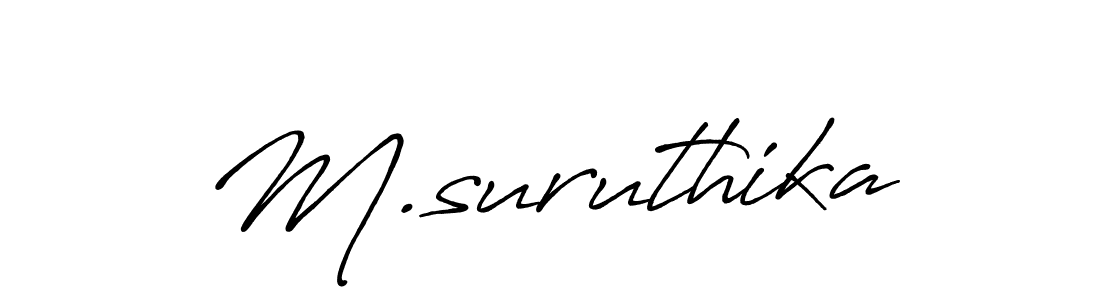 How to make M.suruthika name signature. Use Antro_Vectra_Bolder style for creating short signs online. This is the latest handwritten sign. M.suruthika signature style 7 images and pictures png