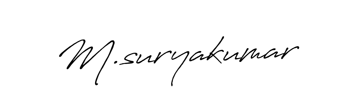 The best way (Antro_Vectra_Bolder) to make a short signature is to pick only two or three words in your name. The name M.suryakumar include a total of six letters. For converting this name. M.suryakumar signature style 7 images and pictures png