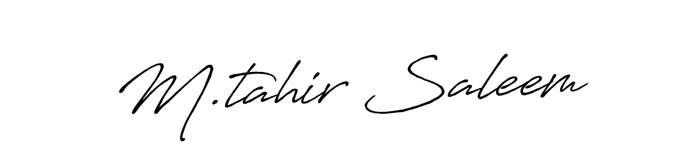 The best way (Antro_Vectra_Bolder) to make a short signature is to pick only two or three words in your name. The name M.tahir Saleem include a total of six letters. For converting this name. M.tahir Saleem signature style 7 images and pictures png