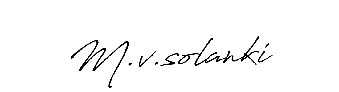 Use a signature maker to create a handwritten signature online. With this signature software, you can design (Antro_Vectra_Bolder) your own signature for name M.v.solanki. M.v.solanki signature style 7 images and pictures png