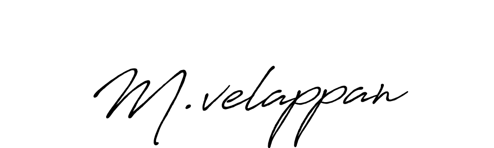 How to make M.velappan name signature. Use Antro_Vectra_Bolder style for creating short signs online. This is the latest handwritten sign. M.velappan signature style 7 images and pictures png