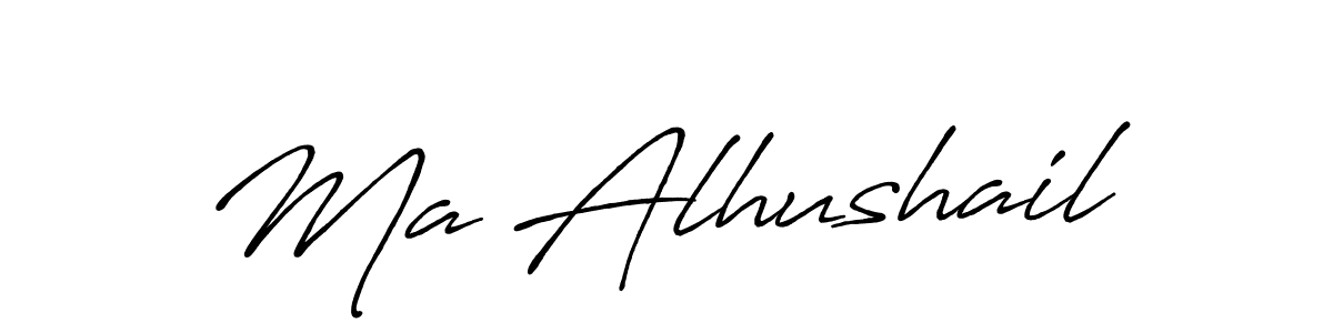 How to make Ma Alhushail name signature. Use Antro_Vectra_Bolder style for creating short signs online. This is the latest handwritten sign. Ma Alhushail signature style 7 images and pictures png